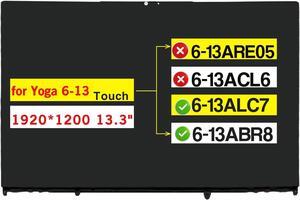 13.3" Digitizer Assembly for Lenovo Yoga 6-13ALC7 6-13ABR8 82UD 83B2 (2022) NV133WUM-N61 5D10S39764 5D10S39765 5D10S39763 FHD+ 1920 * 1200 LCD Touch Screen Replacement (Not for 5D10S39766 1080P)
