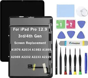 NUOLAISUN 12.9" LCD Screen Replacement for iPad Pro 12.9 3rd/4th Gen (A1876 A2014 A1983 A1895 A2069 A2232 A2233 A2229) Display LCD Assembly and Glass Touch Digitizer Premium Repair Kit with Tools