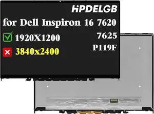 NUOLAISUN Replacement for Dell Inspiron 16 7620 7625 2-in-1 P119F P119F001 Non-OLED 1920x1200 IPS LCD Touch Screen Display Digitizer