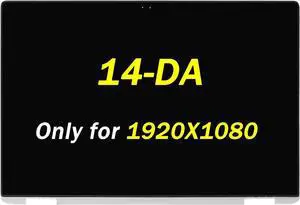 Replacement for HP Chromebook X360 14-da 14t-da LCD Screen 14-da0011dx Display 14-da0021nr Digitizer 14-da0012dx 14-da0xxx 14t-da0xx L36904-001 FHD 1920x1080 14" LED Touch Screen Assembly with Bezel