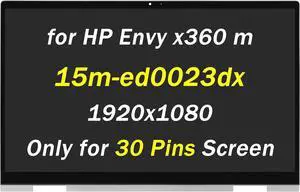 Replacement for HP Envy x360 m Convertible 15m-ed0023dx 15m-ed0013dx LCD Display 15-ed1003ca 15m-ed1023dx 15-ed 15t-ed 15m-ed 1920x1080 15.6" 60HZ 30 Pins LCD LED Touch Screen Assembly with Bezel