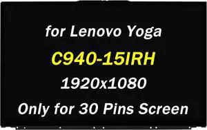 NUOLAISUN Replacement for Lenovo Yoga C940-15IRH Type 81TE LCD Display for Yoga 9-15IMH5 Type 82DE 5D10S39615 5D10S39662 15.6" FHD 1920x1080 30pins LCD LED Touch Screen Digitizer Assembly with Bezel