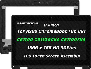 NUOLAISUN 11.6inch Compatible with ASUS ChromeBook Flip CR1 CR1100 CR1100CKA CR1100FKA 90NX03E1-R20010 LCD 1366 x 768 HD 30Pins Display Touch Screen Assembly with Bezel