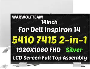 NUOLAISUN Replacement Cover Cable Hinges Full Top Assembly LED Compatible with Dell Inspiron 14 7415 2-in-1 P147G P147G002 0CYHFW DC1RR LCD Screen Digitizer 14in 1920X1080 FHD(Silver)
