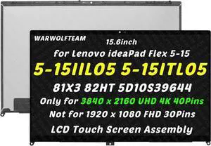 NUOLAISUN 15.6in 3840 x 2160 UHD 4K 40Pins Compatible with Lenovo IdeaPad Flex 5-15 5-15IIL05 5-15ITL05 81X3 82HT 5D10S39644 LCD Display Touch Screen Digitizer Assembly Bezel with Control Board