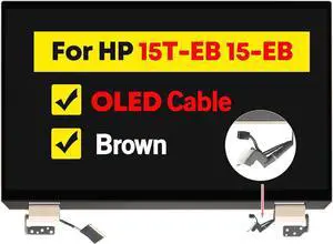 15.6" OLED Screen Replacement Full Top Complete Assembly for HP Spectre X360 15-EB0043DX 15-EB0043TX Brown (OLED Cable)