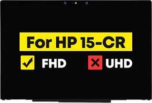 NUOLAISUN 15.6" LCD Touch Screen Replacement Digitizer Assembly +Bezel for HP Pavilion X360 15-CR 15T-CR L20827-001 L20826-001 FHD 1920 * 1080 (Compatible with 1366x768)