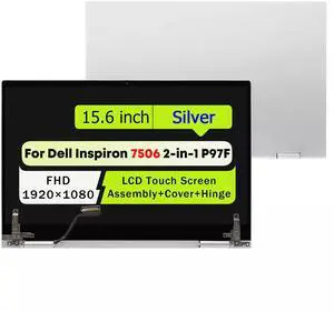 NUOLAISUNReplacement 15.6" X03GC P04P7 For Dell Inspiron 15 7506 2-in-1 P97F P97F003 P97F005 LCD LED Screen Display Complete Assembly +Cover +Hinge FHD 1920*1080 (Silver)