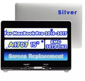 NUOLAISUN Screen Replacement 15" for MacBook Pro A1707 Late 2016 Mid 2017 EMC 3072 EMC 3162 2880x1800 LCD Full Top Display Assembly (Silver)