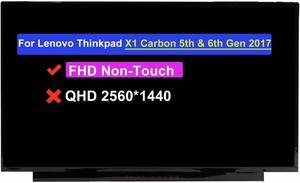 NUOLAISUN 14.0" Screen Replacement for Lenovo ThinkPad X1 Carbon 5th & 6th Gen 2017 20HR, 20HQ 20K4, 20K3 20KH, 20KG 00NY435 B140HAN03.1 LCD Non-Touch Display Panel (FHD 1920 * 1080 30Pins)