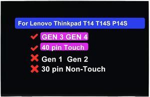 14.0" Screen Replacement N140JCN-EEL B140UAK01.2 R140NW4D R0 for Lenovo Thinkpad T14 T14S P14S GEN 3 4 5D10V82399 5D10V82401 5D10V82402 5D10V82400 LCD Touch Display Panel (FHD+ 1920 * 1200 40Pins)