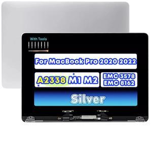 NUOLAISUN Screen Replacement for MacBook Pro 13" M1 2020 A2338 EMC 3578 MYD83 MYD92 MYDA2 MYDC2 LCD Screen Retina Display Full Assembly (Silver)