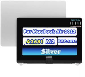 NUOLAISUN 13.6" Screen Replacement Assembly for MacBook Air A2681 2022 M2 EMC 4074 MLXW3LL/A MLY33LL/A MLY43LL/A MLY03LL/A LCD Display Panel 2560X1664 (Silver)
