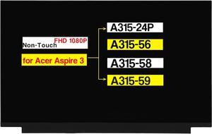 NUOLAISUN 15.6" New Screen Replacement for Acer Aspire 3 A315-24P A315-56 A315-58 A315-59 A315-56-594W A315-24P-R7VH LCD Display Panel (FHD 1920 * 1080 30 Pins Non-Touch)