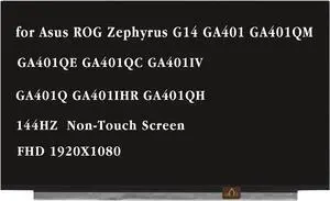 NUOLAISUN Compatible with Asus ROG Zephyrus G14 GA401 GA401QM GA401QE GA401QC GA401I GA401Q GA401IHR LM140LF1F-02 LM140LF1F02 LCD Screen Display Replacement Panel 144Hz FHD 1920X1080 Non-Touch