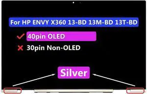 NUOLAISUN 13.3" OLED Touch Screen Replacement Assembly for HP Envy X360 13M-BD1033DX 13T-BD M82690-001 40PIN FHD 1920x1080 Silver