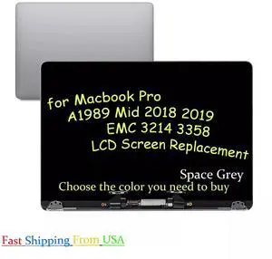 NUOLAISUN LCD Screen Replacement for MacBook Pro 13" A1989 Mid 2018 2019 Year EMC 3214 3358 Retina LCD Screen Display Full Assembly (Space Gray)
