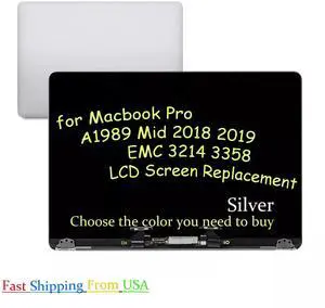 NUOLAISUN LCD Screen Replacement for MacBook Pro 13" A1989 Mid 2018 2019 Year EMC 3214 3358 Retina LCD Screen Display Full Assembly (Sliver)