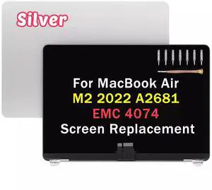 NUOLAISUN LCD Replacement 13.6" for MacBook Air M2 2022 A2681 EMC 4074 Full LCD Screen Display Complete Top Assembly (silver)