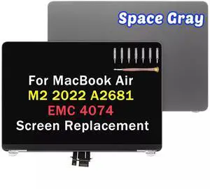 NUOLAISUN LCD Replacement 13.6" for MacBook Air M2 2022 A2681 EMC 4074 Full LCD Screen Display Complete Top Assembly (space Grey)