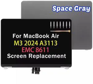 NUOLAISUN A3113 LCD Screen Replacement for MacBook Air M3 2024 13.6" A3113 EMC 8611 Full LED LCD Screen Display Assembly (space Grey)