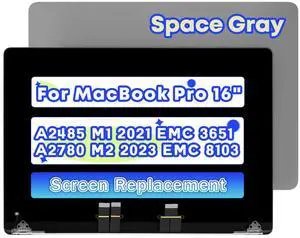 NUOLAISUN 16" Screen Replacement for MacBook Pro M1 M2 A2485 EMC 3651 A2780 EMC 8103 MK1E3LL/A MK1H3LL/A 2021 2023 LCD Display Assembly 661-21968 661-21969 (space Black)