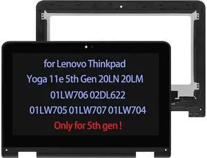 NUOLAISUN 11.6" 5M11H20443 5M11H20444 Screen Replacement for Lenovo Thinkpad Yoga 11e 5th Gen 20LN 20LM 01LW706 02DL622 01LW705 01LW707 01LW704 LCD Display Touch Screen + Digitizer