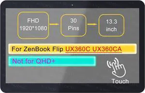 NUOLAISUN Screen Replacement for ASUS ZenBook Flip UX360C UX360CA UX360CA-AH51T 30 pin FHD 1920 * 1080 13.3" LCD Touch Digitizer Assembly
