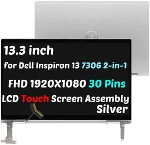 NUOLAISUN 13.3" for Dell Inspiron 13 7306 2n1 P124G P124G002 LCD Screen Assembly Silver