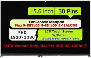 NUOLAISUN 15.6" for Lenovo IdeaPad Flex 5-15 15IIL05 82HT 81X3 LCD Replacement TouchScreen