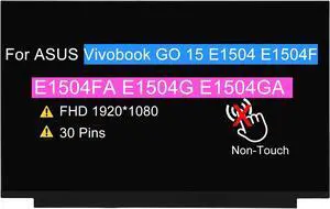NUOLAISUN 15.6" Replacement for ASUS Vivobook GO 15 E1504 E1504F E1504FA E1504G E1504GA E1504GA-WS34 E1504FA-NJ E1504FA-BQ Display LCD Non-Touch Screen FHD 1920 * 1080 30 pin 60 Hz