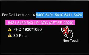 NUOLAISUN 14.0" Screen Replacement for Dell Latitude 14 5400 5401 5410 5411 5420 5421 5430 5431 P137G (After 2020) FHD 1920x1080 30 pins LCD Non-Touch Display Panel