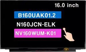 16.0" Screen Replacement for Lenovo ThinkBook 16 G6 IRL ABP 21KH 21KK / 16 G7 IML ARP 21MS 21MW 5D11K06186 B160UAK01.2 N160JCN-ELK NV160WUM-K01 WUXGA 1920x1200 40 Pin LCD Touch Display Panel