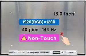 NUOLAISUN 16.0" Screen Replacement for MSI P/N S1J-AB0A005-I75 N160JME-GTK NE160WUM-NX3 V8.0 B160UAN05.A FHD 1920×1200 144Hz 40 Pin LCD Non-Touch Display Panel