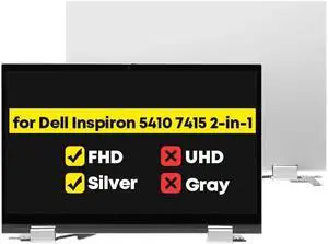 NUOLAISUN 14.0" Complete Replacement Assembly for Dell Inspiron 5410 7415 2-in-1 P147G P147G002 DP/N DC1RR KRCDD LCD Full Top Touch Screen Digitizer Display (Silver)