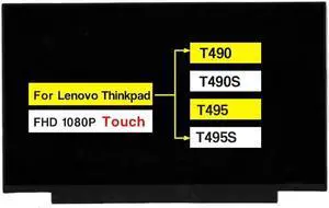 14.0" Replacement for Lenovo Thinkpad T490 T490S T495 T495S P43s FRU 01YN150 01YN151 01YN152 B140HAK03.2 R140NWF5 RA FHD 1920×1080 40 Pins Touch Screen LCD Display Panel (Not for Non-Touch Version)