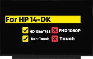 NUOLAISUN 14.0" Replacement for HP 14-FQ 14-FQ0013DX 14-FQ0020NR 14-FQ0045NR 14-FQ0061NR 14-FQ0041NR 14-FQ0046NR M03769-001 M43261-001 HD 1366×768 30 Pins Non-Touch Screen LCD Display Panel