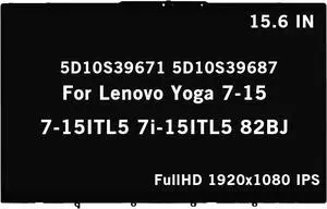 NUOLAISUN 15.6" New Screen Replacement for Lenovo Yoga 7-15 7-15ITL5 7i-15ITL5 82BJ 5D10S39671 5D10S39687 FullHD 1920x1080 IPS LCD Display Touch Screen Digitizer Assembly Bezel with Control Board