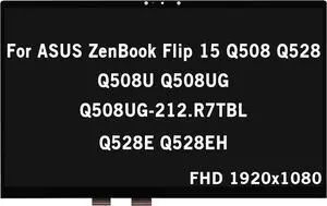 NUOLAISUN 15.6" Screen Replacement for ASUS ZenBook Flip 15 Q508 Q528 Q508U Q508UG Q508UG-212.R7TBL Q528E Q528EH FHD 1920x1080 LCD Display Touch Screen Digitizer Assembly (Non-Bezel)