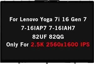 NUOLAISUN 16.0" Screen Replacement for Lenovo Yoga 7i 16 Gen 7 7-16IAP7 7-16IAH7 82UF 82QG 2.5K 2560x1600 IPS LCD Display Touch Screen Digitizer Assembly Bezel with Control Board