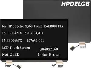 Replacement for HP Spectre X360 15-EB 15-EB000 15T-EB10 15-EB1043DX 15-EB0041TX 15-EB0042TX 15-EB0043DX 15-EB0053DX L97633-001 L97639-001 L97640-001 M16387-001 LCD Screen Display Assembly UHD Brown