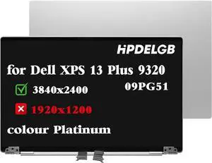 NUOLAISUN Replacement for Dell XPS 13 Plus 9320 09PG51 9PG51 3840 x 2400 13.4 inch LCD Touch Screen Digitizer Display Assembly Platinum UHD
