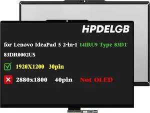 NUOLAISUN Replacement for Lenovo IdeaPad 5 14" 2-in-1 Gen 9 5-14AHP9 14IRU9 Type 83DT 83DR 83DR000TUS WUXGA 1920x1200 IPS 30Pin Laptop LCD Touch Screen Digitizer Assembly Bezel Panel Non-OLED