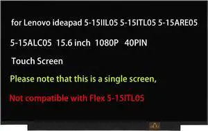 NUOLAISUN Replacement for Lenovo ideapad 5-15IIL05 5-15ITL05 5-15ARE05 5-15ALC05 5D10W73207 5D10W69517 5D10W73191 LCD Screen LED Display Panel 1080P 40PIN FHD 1920x1080 IPS Not for Flex 5-15ITL05