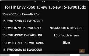 15-ew Screen Replacement for HP Envy x360 15-ew 15t-ew 15-ew0013dx 15-ew0023dx 15-ew0797nr N09664-001 N10353-001 LCD Touch Screen Display Digitizer Assembly Panel 1920x1080 FHD (Silver)