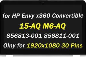 Replacement for HP Envy x360 15-aq m6-aq LCD Display 15-aq000 15-aq100 15-aq200 m6-aq003dx m6-aq005dx m6-aq103dx m6-aq105dx 15.6" FHD 1920x1080 30 Pins LED Touch Screen Digitizer Assembly with Bezel