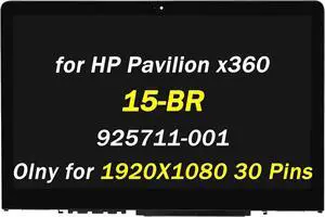 925711-001 Replacement for HP Pavilion x360 15-br LCD Display 15-br000 15-br100 15-br010nr 15-br018na 15-br052od 15-br077nr 15-br080wm 15-br095ms 15.6" 1920X1080 LED Touch Screen Digitizer Assembly