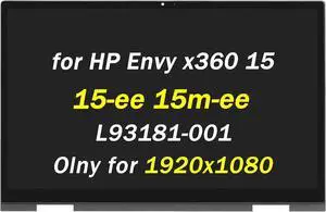 L93181-001 Replacement for HP Envy x360 15m-ee 15-ee 15m-ee0013dx 15m-ee0023dx 15-ee0047nr 15-ee1000 15-ee1083cl 15-ee1093cl Full HD 1920x1080 15.6" LCD Touch Screen Display Assembly(Non-OLED Type)