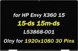 L53868-001 Replacement for HP Envy X360 15m-ds0011dx 15m-ds0012dx LCD Display 15m-ds0023dx 15-ds0003ca 15-ds0013ca 15-ds1086nr 15-ds 15m-ds FHD 15.6" LED Touch Screen + Bezel Display Assembly