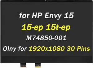M74850-001 L98324-001 L97420-001 Replacement for HP Envy 15-ep 15t-ep LCD Display 15t-ep000 15-ep0000 15-ep0050TX 15-ep0051TX 15-ep0052TX 15.6" 1920x1080 30 Pins LED Touch Screen Digitizer Assembly